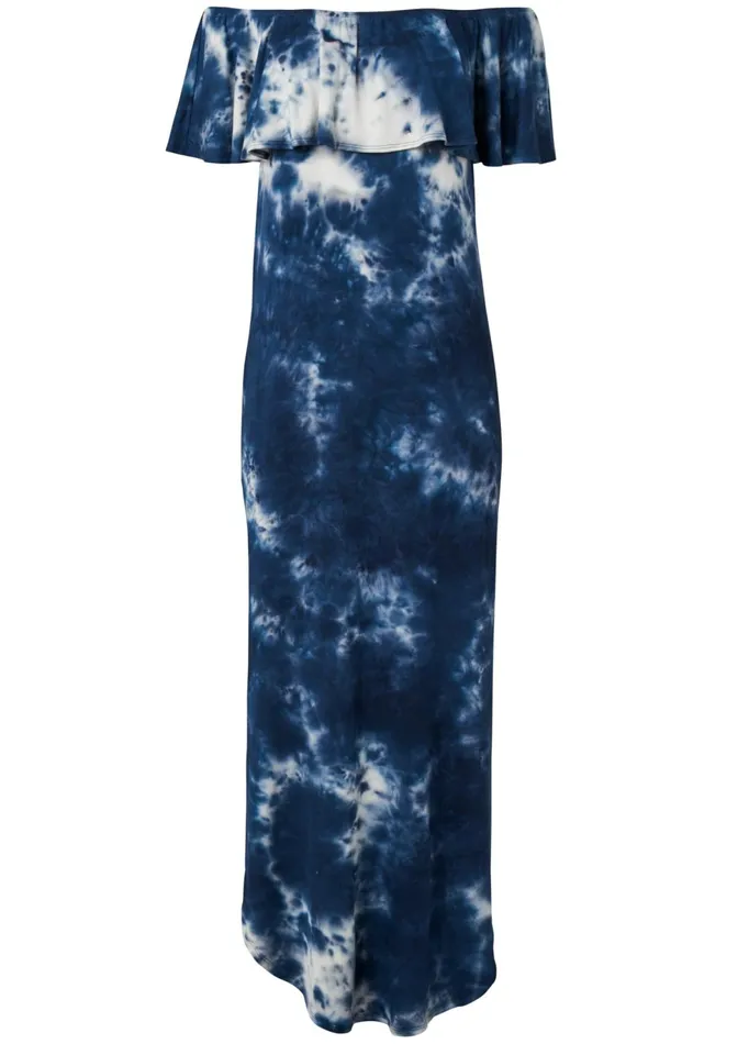 RUFFLE DETAIL MAXI DRESS Navy Multi Women VENUS Sundresses
