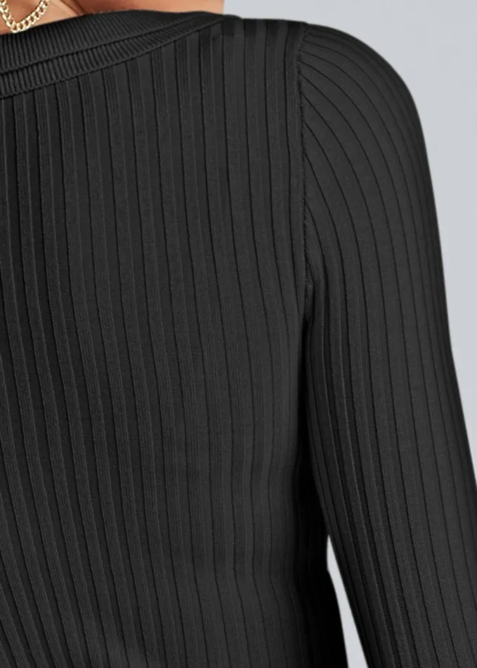 RUFFLE FRONT RIBBED SWEATER Black Women VENUS Sexy Sweaters RUFFLE FRONT RIBBED SWEATER Black Women VENUS Sexy Sweaters