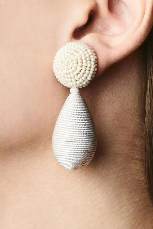 Sachin and Babi Lottie Earrings 8211 Smooth Beads Thread Ivory Women Earrings