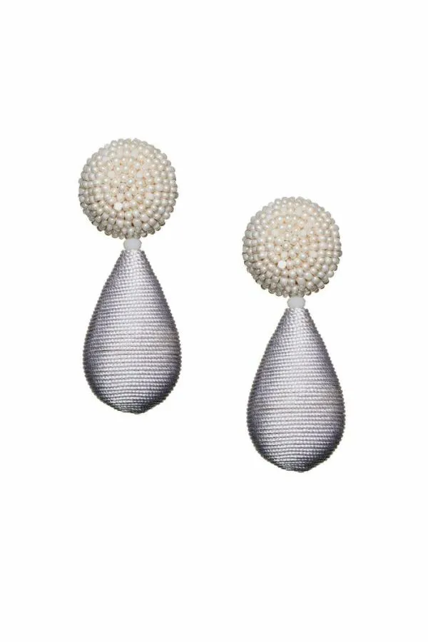 Sachin and Babi Lottie Earrings 8211 Smooth Beads Thread Ivory Women Earrings