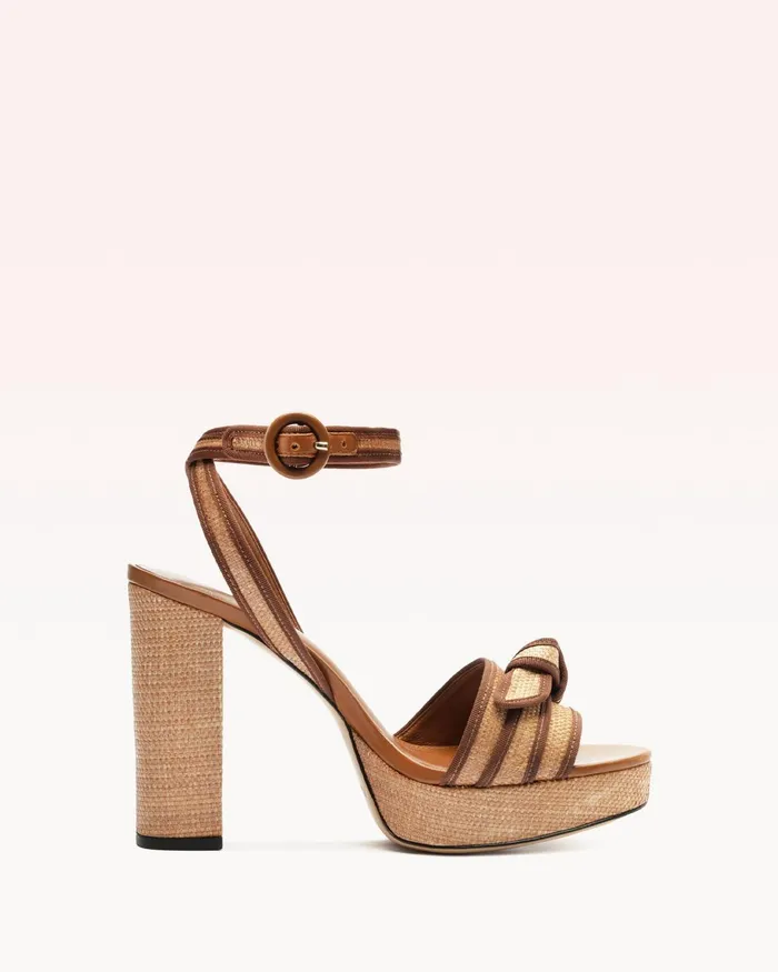 Sandals Women Alexandre Birman Grosgrain Raffia Platform Brown