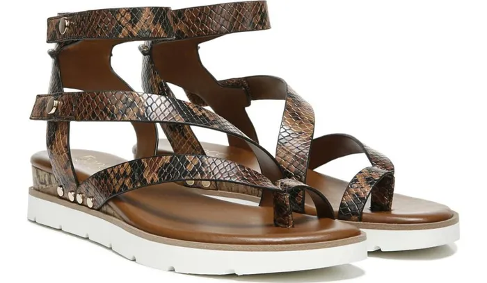 Sandals Women Franco Sarto Franco Daven Gladiator Sandal Cognac Snake Faux Leather