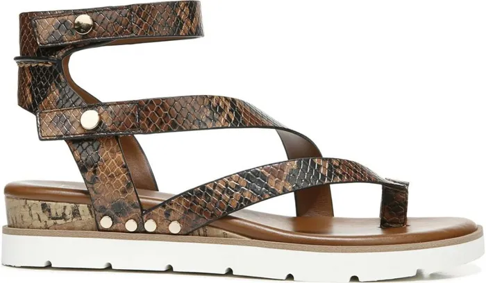 Sandals Women Franco Sarto Franco Daven Gladiator Sandal Cognac Snake Faux Leather
