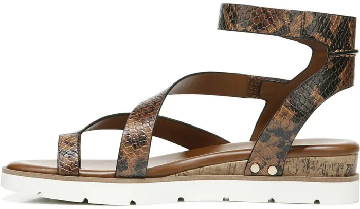 Sandals Women Franco Sarto Franco Daven Gladiator Sandal Cognac Snake Faux Leather