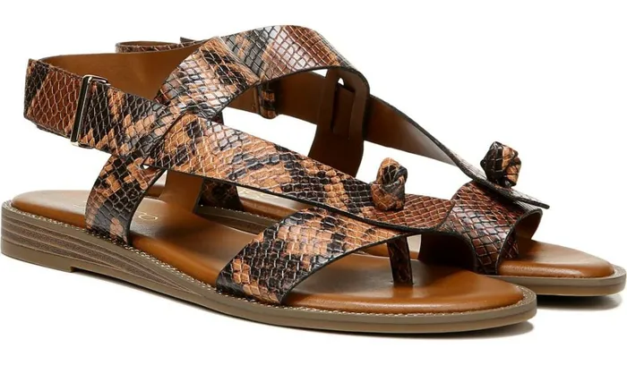 Sandals Women Franco Sarto Franco Glenni Sandal Brown Snake Print Faux Leather