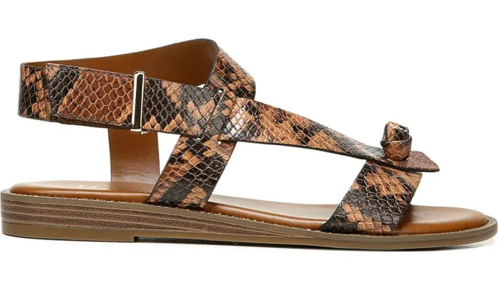 Sandals Women Franco Sarto Franco Glenni Sandal Brown Snake Print Faux Leather