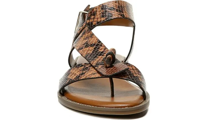 Sandals Women Franco Sarto Franco Glenni Sandal Brown Snake Print Faux Leather