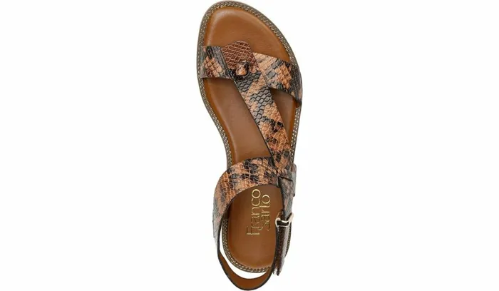 Sandals Women Franco Sarto Franco Glenni Sandal Brown Snake Print Faux Leather