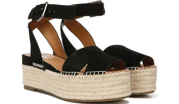 Sandals Women Franco Sarto Sarto Lexie Espadrille Platform Sandal Black Suede