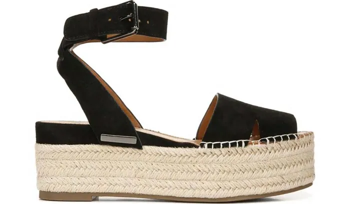 Sandals Women Franco Sarto Sarto Lexie Espadrille Platform Sandal Black Suede