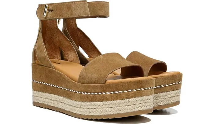 Sandals Women Franco Sarto Sarto Messina Espadrille Wedge Sandal Toasted Barley Suede