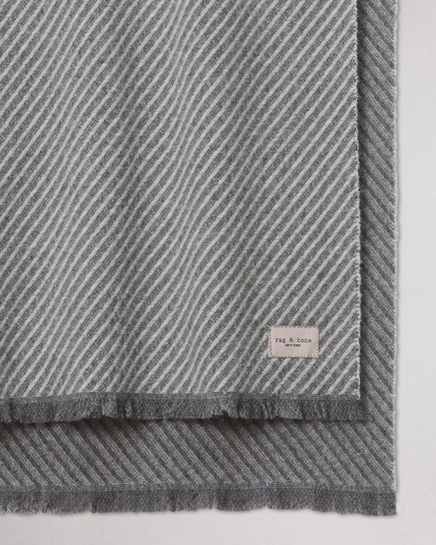 Scarves and Ponchos Women Rag and Bone Joni Stripe Wool Scarf Mid Grey Greige