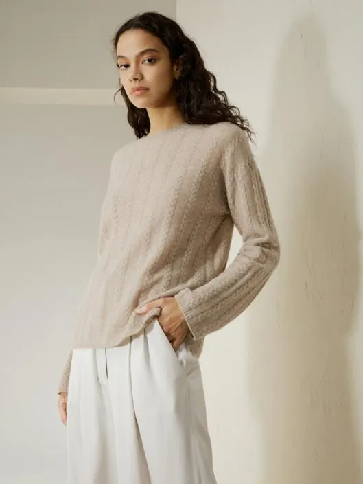SemiSheer Cableknit Baby Cashmere Sweater Women Lilysilk Knitwear