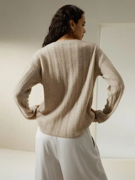 SemiSheer Cableknit Baby Cashmere Sweater Women Lilysilk Knitwear