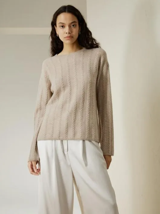 SemiSheer Cableknit Baby Cashmere Sweater Women Lilysilk Knitwear