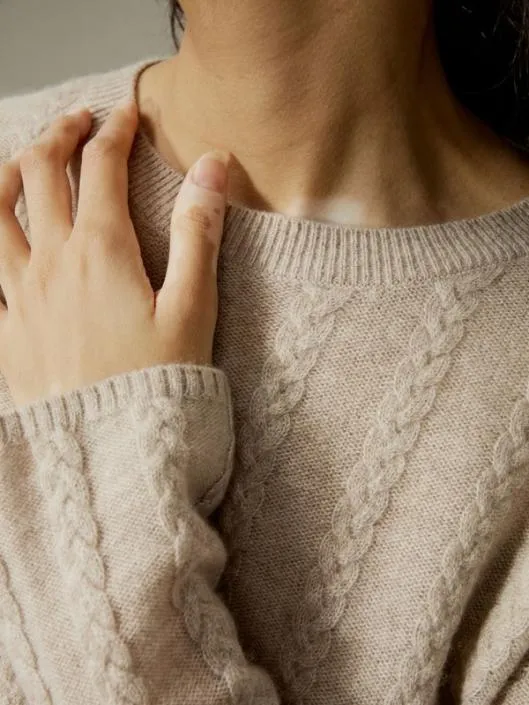 SemiSheer Cableknit Baby Cashmere Sweater Women Lilysilk Knitwear