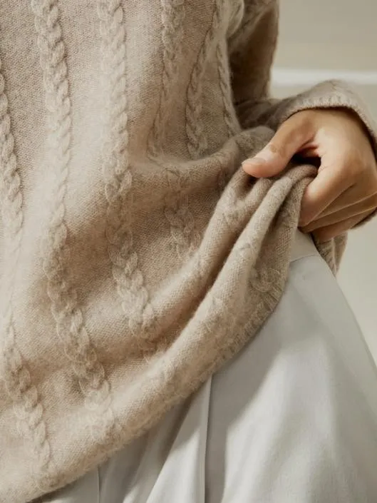 SemiSheer Cableknit Baby Cashmere Sweater Women Lilysilk Knitwear