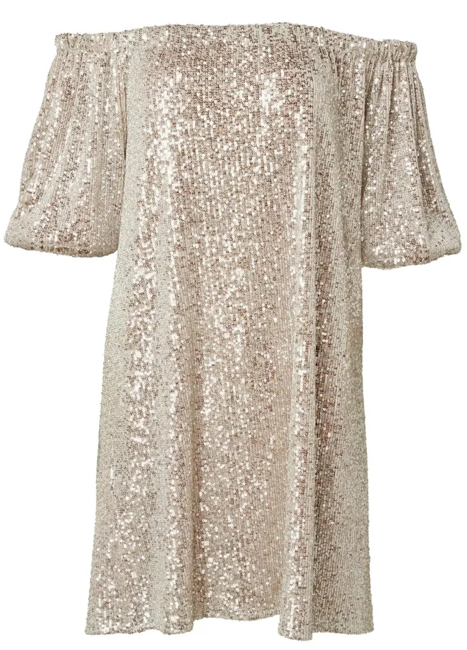Sequin OffTheShoulder Dress Silver Women VENUS Short Dresses