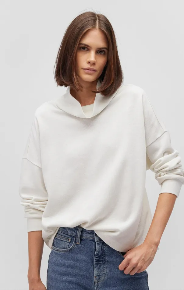 Shawl Neck Sweater In Antique White Women Mavi Jeans Sweaters