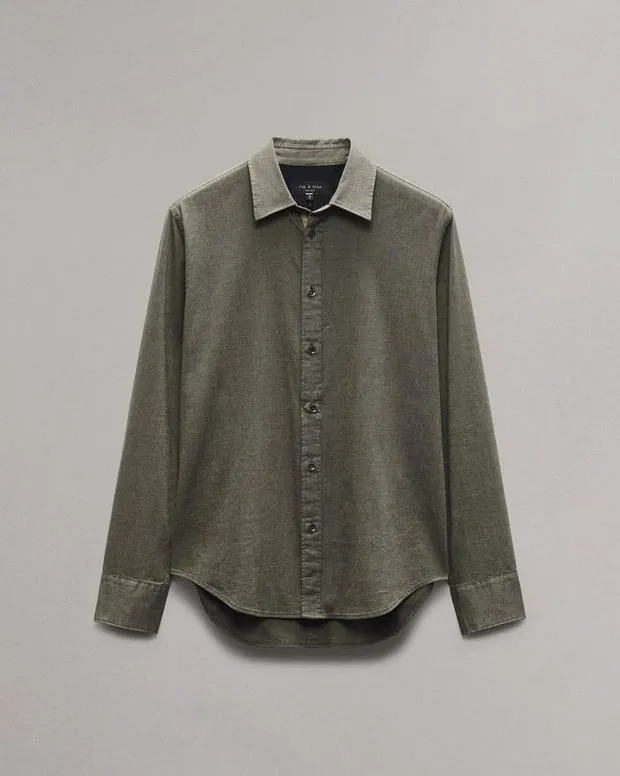 Shirts Men Rag and Bone Tomlin CottonBlend Shirt Army
