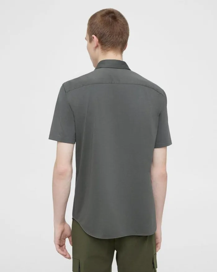 Shirts Men Theory Irving ShortSleeve Shirt In Structure Knit Dark Olive Shirts Men Theory Irving ShortSleeve Shirt In Structure Knit Dark Olive