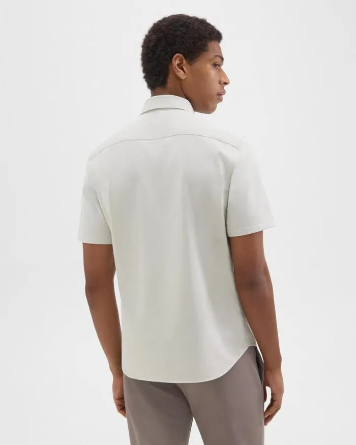 Shirts Men Theory Irving ShortSleeve Shirt In Structure Knit Limestone