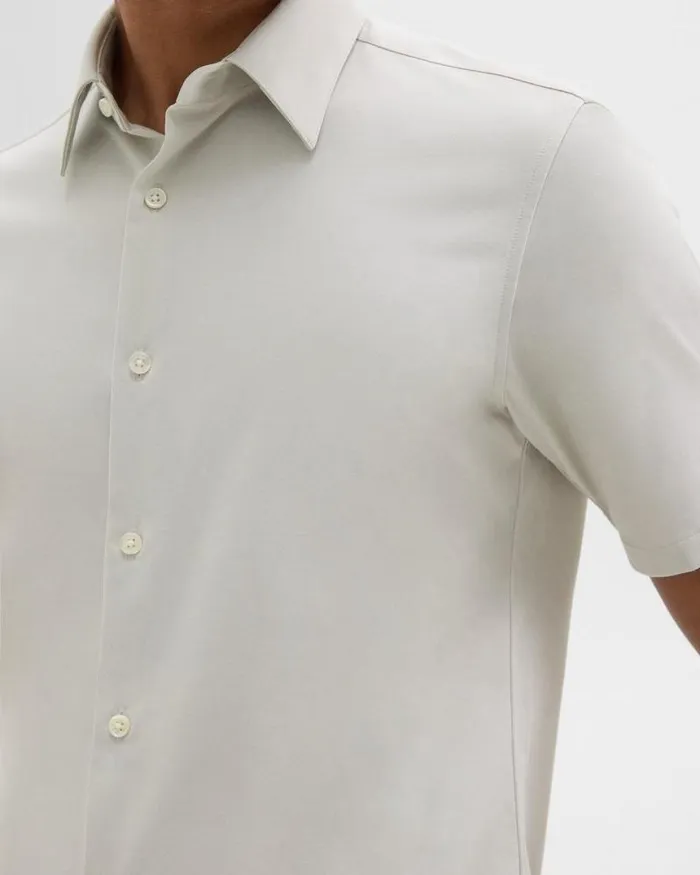 Shirts Men Theory Irving ShortSleeve Shirt In Structure Knit Limestone