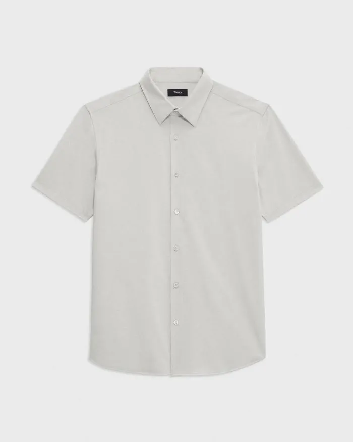 Shirts Men Theory Irving ShortSleeve Shirt In Structure Knit Limestone