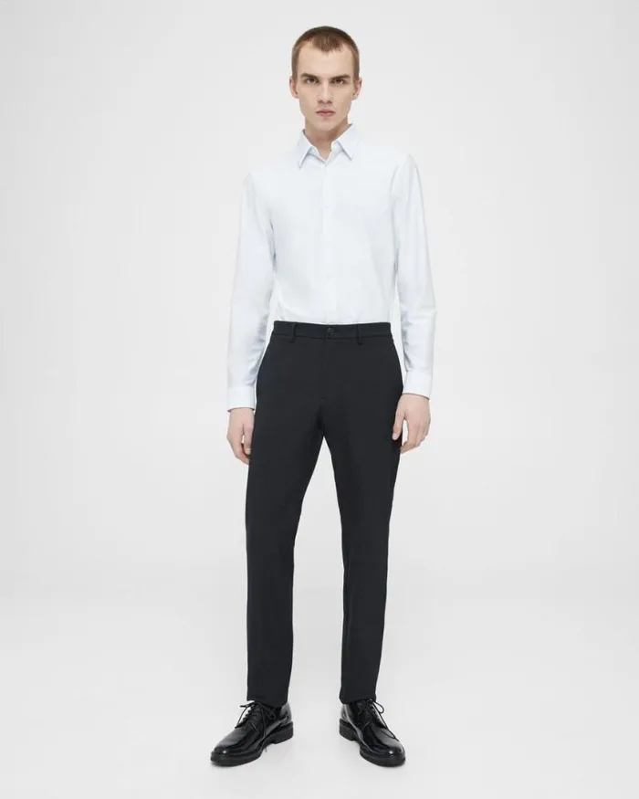 Shirts Men Theory Sylvain Shirt In Striped Cotton Blend Whiteolympic