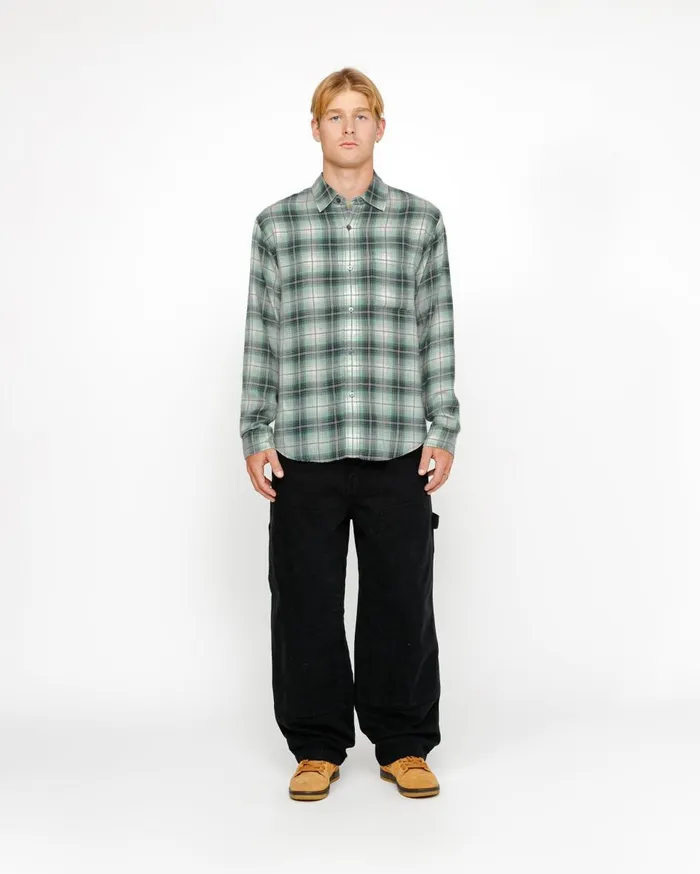 Shirts MenWomen Stussy MATTHEW SHIRT LG PRINTED PLAID Green