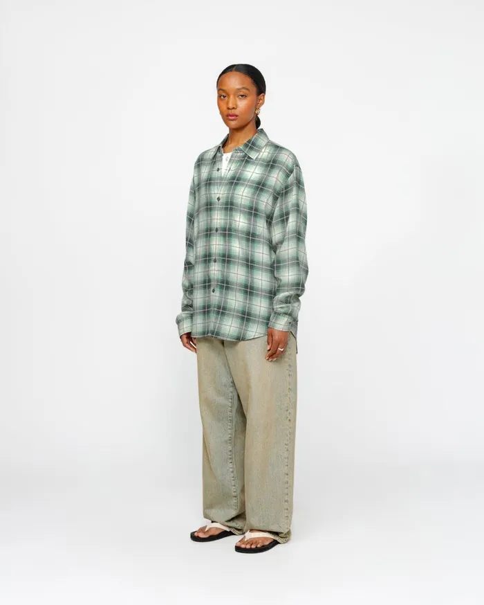 Shirts MenWomen Stussy MATTHEW SHIRT LG PRINTED PLAID Green