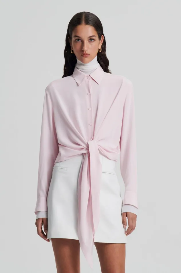 Shirts Women Scanlan Theodore SILK TIE FRONT SHIRT Softpink Shirts Women Scanlan Theodore SILK TIE FRONT SHIRT Softpink