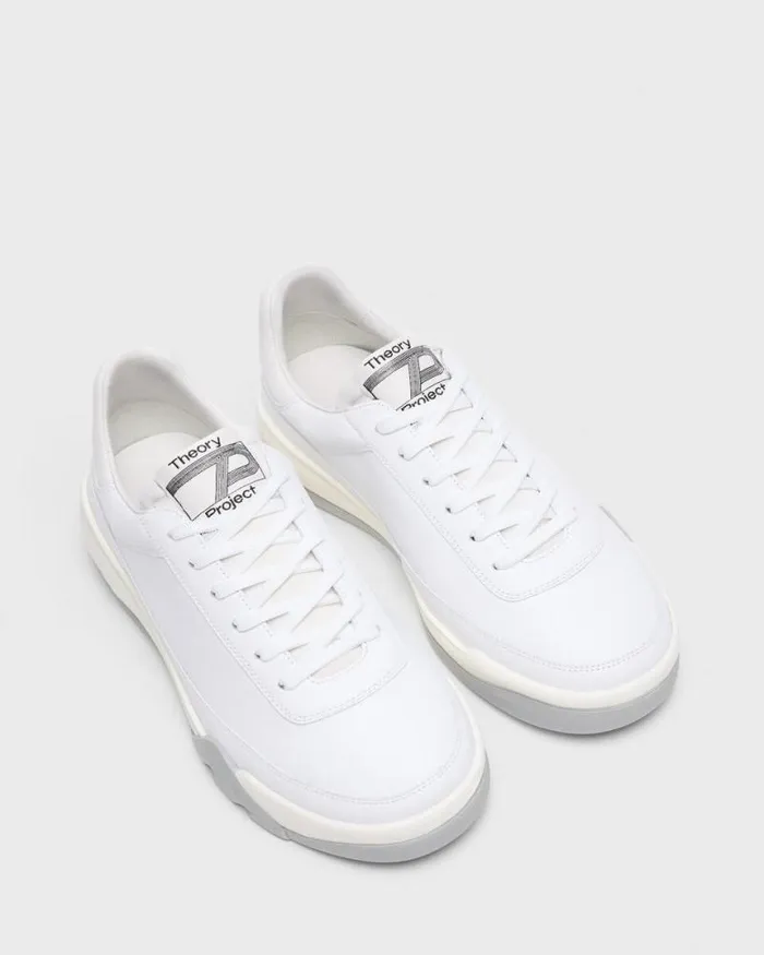 Shoes Men Theory Leather Sneaker White