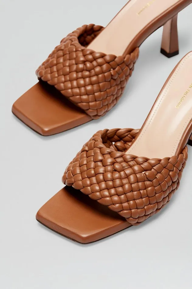 Shoes Women Scanlan Theodore WOVEN LEATHER MULE 75 Cognac Shoes Women Scanlan Theodore WOVEN LEATHER MULE 75 Cognac