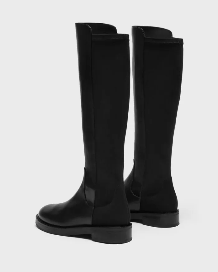 Shoes Women Theory KneeHigh PullOn Boot In Leather Black