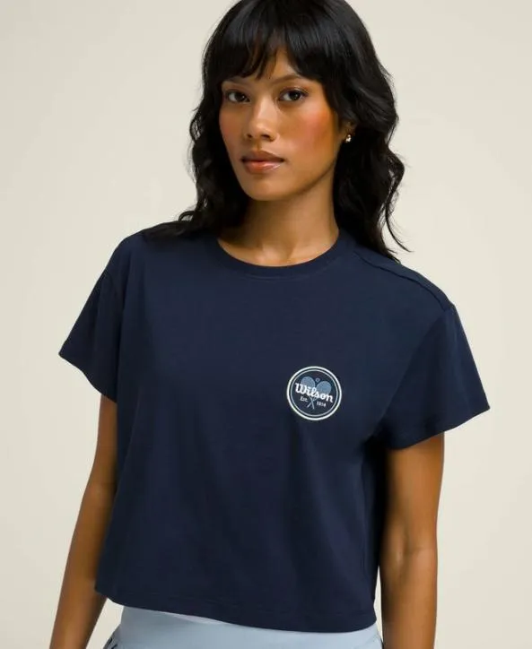Short Sleeve Shirts Women Wilson W Harper Crop Tee Classic Navy