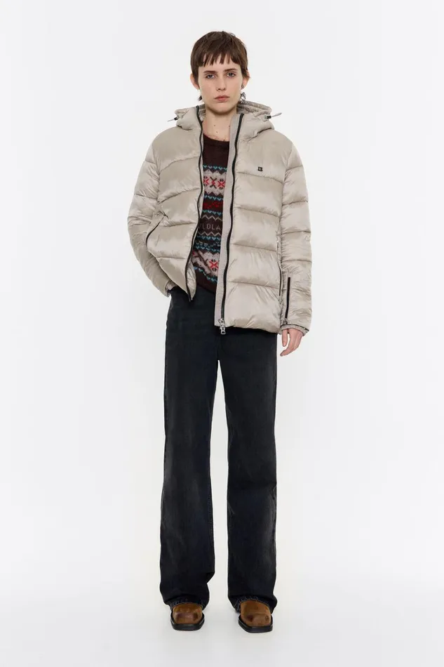 Short Stone Straight Cut Puffer Stone Women Bimba Y Lola Puffer Jackets