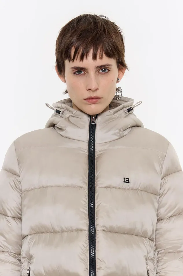 Short Stone Straight Cut Puffer Stone Women Bimba Y Lola Puffer Jackets