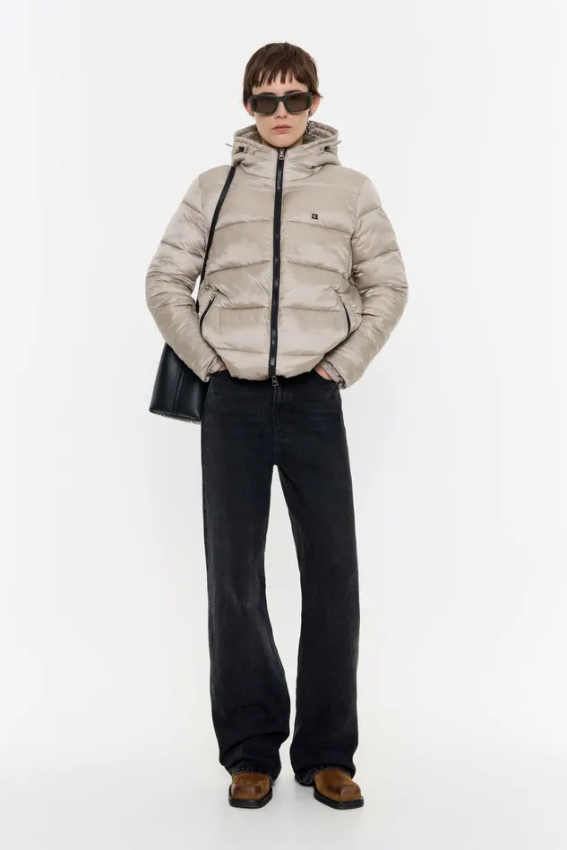 Short Stone Straight Cut Puffer Stone Women Bimba Y Lola Puffer Jackets