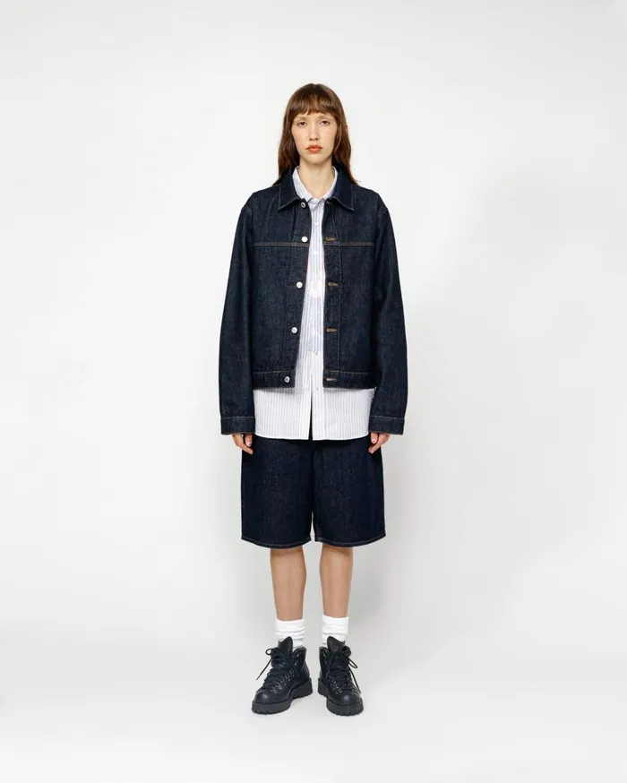 Shorts MenWomen Stussy BIG OL039 SHORT DENIM Rinsed Indigo