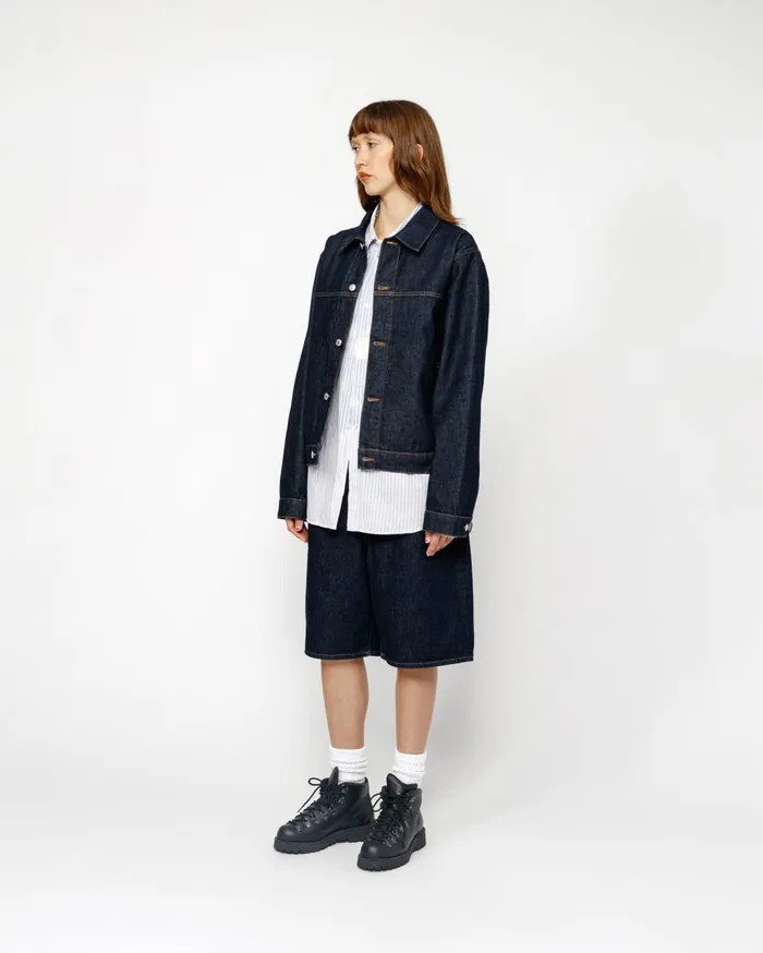 Shorts MenWomen Stussy BIG OL039 SHORT DENIM Rinsed Indigo