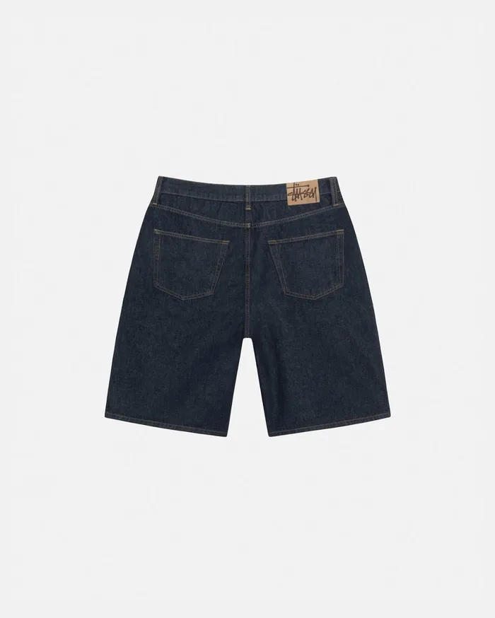 Shorts MenWomen Stussy BIG OL039 SHORT DENIM Rinsed Indigo