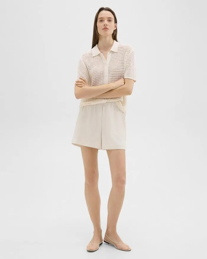 Shorts Women Theory Boxer Short In Striped Admiral Crepe Rice