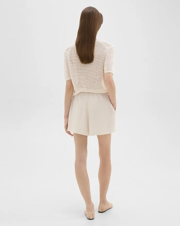 Shorts Women Theory Boxer Short In Striped Admiral Crepe Rice