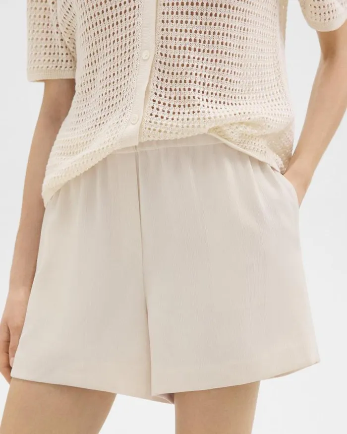Shorts Women Theory Boxer Short In Striped Admiral Crepe Rice