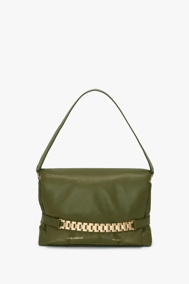 Shoulder Bags Women Victoria Beckham Puffy Chain Pouch With Strap In Khaki Leather Shoulder Bags Women Victoria Beckham Puffy Chain Pouch With Strap In Khaki Leather
