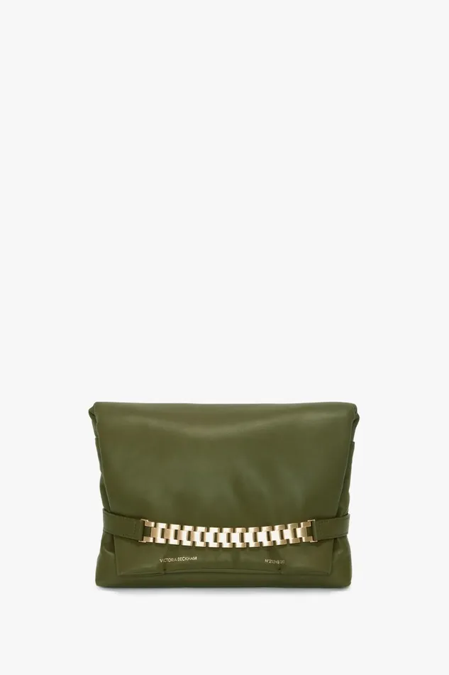 Shoulder Bags Women Victoria Beckham Puffy Chain Pouch With Strap In Khaki Leather