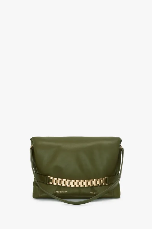 Shoulder Bags Women Victoria Beckham Puffy Chain Pouch With Strap In Khaki Leather