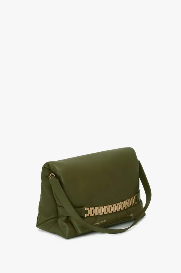 Shoulder Bags Women Victoria Beckham Puffy Chain Pouch With Strap In Khaki Leather