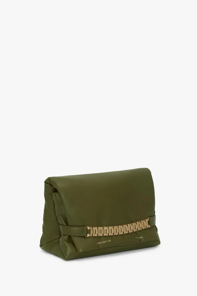 Shoulder Bags Women Victoria Beckham Puffy Chain Pouch With Strap In Khaki Leather